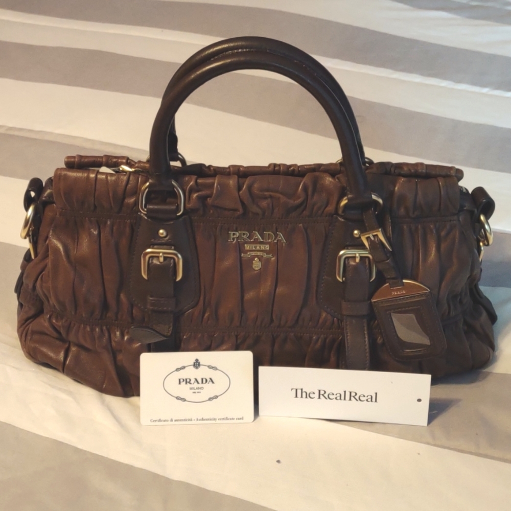 Auth. Prada Gaufre Nappa Leather Bag, Auth. Card Included,  EUC!